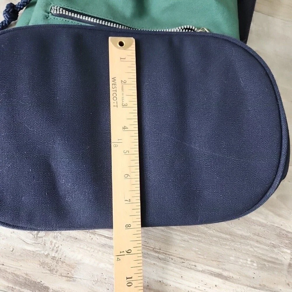 Vintage NAUTICA Green Blue Heavy Canvas Draw Pull String Sailor Seaman Sling Bag